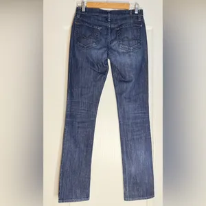 7 For All Mankind Straight Leg Jeans in Dark Blue Wash, Size 25 thumbnail 4