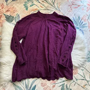 TORRID Challis Embroidered Cut Out Long Sleeve Blouse thumbnail 6