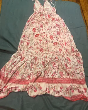 Blue Rain Pink Floral Maxi Dress Size S thumbnail 10