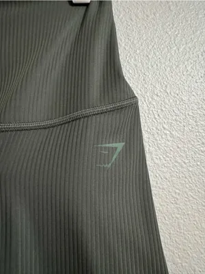 Gymshark Olive Ribbed High-Waist Leggings thumbnail 2