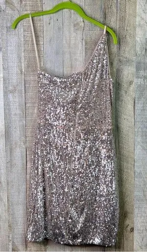 Xscape (with flaws)Size 10 Beige/Tan Underlay Silver Sequin 1 Arm Party … thumbnail 1
