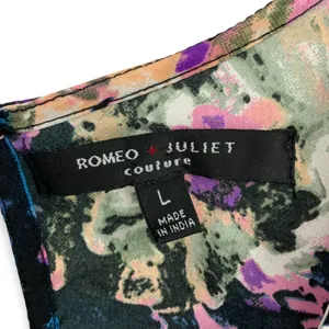 Romeo & Juliet Couture L Floral Pattern Sleeveless Blouse Tank Top Womens Blue thumbnail 6