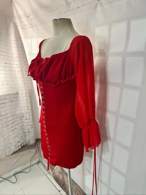Pretty Little Thing Red Off-the-Shoulder Hook & Eye Mini Bodycon Dress Size 6 thumbnail 4