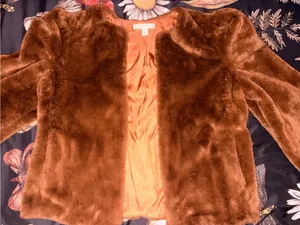 Chelsea & Violet Brown Faux Fur Jacket with Copper Lining thumbnail 1