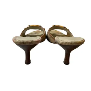 VANELI Tan/Beige Floral Canvas/Leather Slides Mules Heels Shoes - Size 8.5 Slim thumbnail 10