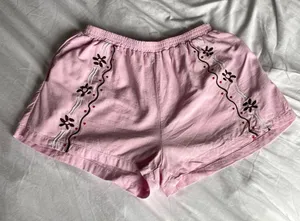 Princess Polly Pink Embroidered Shorts Size US 4 Linen Blend Boho Summer thumbnail 1