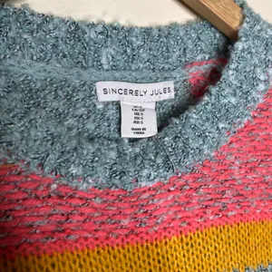 Sincerely Jules Multicolor Abstract Wool Blend Knit Oversized Cropped Sweater thumbnail 5