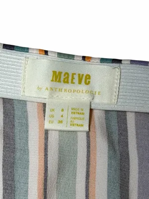 Maeve Anthropologie Freya Satin Multi Striped Midi Skirt Womens 4 thumbnail 5