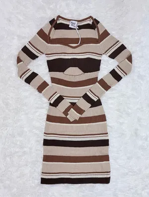 Princess Polly Brown Stripe Mini Dress thumbnail 1