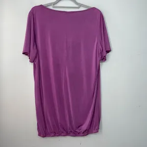 Maurices Going Out Top Plus Size 1 1X Dark Purple Slinky Knit Drape Neck Beaded thumbnail 4