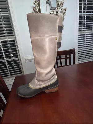 Sorel Slimpack Riding Tall II Leather Rain Winter Boots - Gray/Black Size 7 thumbnail 4