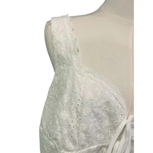 Aeropostale Baby Doll Crop Tank Top Y2K Milkmaid Boho SZ XL White Eyelet Ruffle thumbnail 10