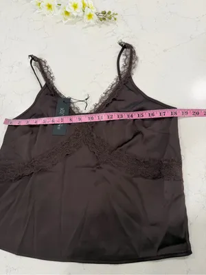 Rachel Zoe Chocolate Lace-Trim Satin Camisole thumbnail 7
