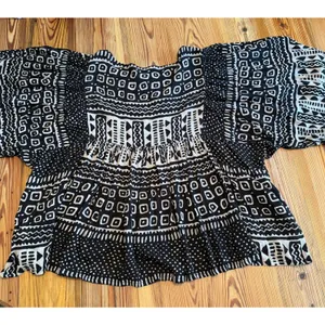 Denim & Supply Ralph Lauren Peasant Top Black Boho Aztec Dolman Boxy Tassel XL thumbnail 3