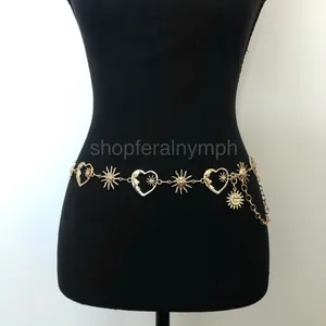 Celestial Gold Sun Heart Crescent Moon Chain Belt, Fits 20–39.5 Inches, X7GA1158 thumbnail 2