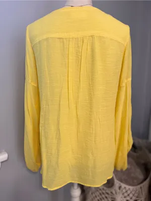 EEUC Maeve by Anthropologie yellow blouse size M thumbnail 2