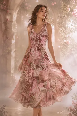Vintage Midi Dress Ruffle Y2K Fairy Feminine Ethereal Coquette Semi Sheer thumbnail 1