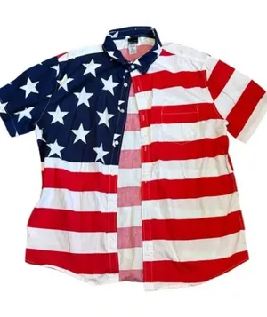 Fifth Sun Unique Red White & Blue Patriotic Stars and Stripes Striped Shirt thumbnail 1