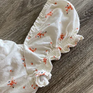 Cotton On linen blend isla prairie milkmaid crop top floral ivory ecru medium thumbnail 5