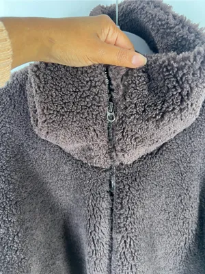 Lululemon Cinchable Fleece Zip-Up Jacket Dark Brown Size 12 thumbnail 3