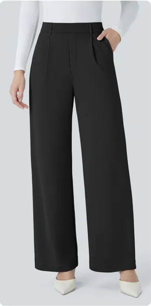 Halara Womens Black Flex High Waist Straight Leg Crepe Work Office Pants Size L thumbnail 1