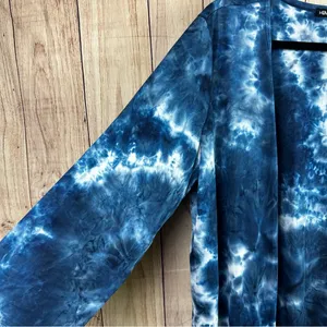 HEIMISH USA Blue Tie-Dye Open Front Duster Cardigan Top thumbnail 5