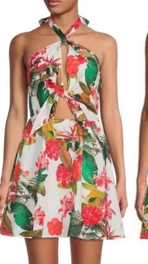 Gianni Bini Floral Halter Mini Dress thumbnail 1