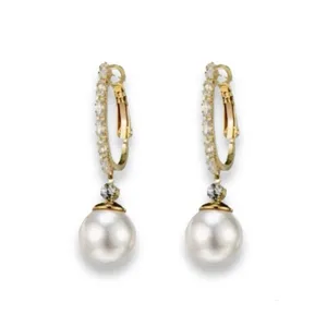 White Pearl Dangle Drop Earrings for Women thumbnail 1
