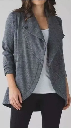 Lululemon‎ Jacket Women 6 Gray Thats A Wrap Heathered Snow Slub Cardigan Jacket thumbnail 1