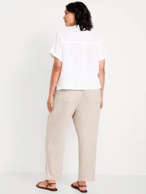 Old Navy High-Waisted Linen-Blend Straight Ankle Pants in Flax Linen - Size XL thumbnail 2