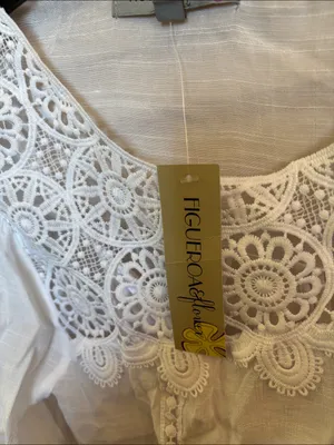 Figueroa and Flowet White Crochet Yoke Women's Blouse 1X NWT thumbnail 4
