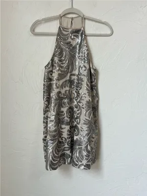 Show Me Your Mumu Gomez Silver & White Sequin Mini Dress size XS thumbnail 2