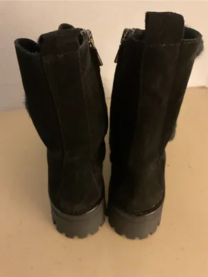 275 Central women black suede leather combat heel boots US 9 thumbnail 3