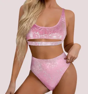 NWT Pink Holographic High Waist Bikini/Dance Bottoms‎ – Large thumbnail 1