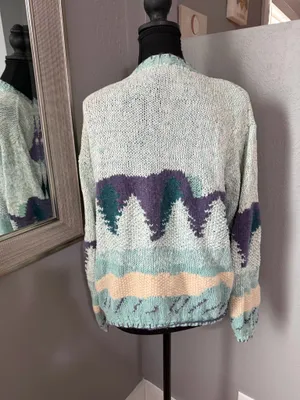 Heirloom Collectibles VTG Heirlooms Hand Knit Wool Blend Cottagecore Grannycore Cardigan Large. thumbnail 4