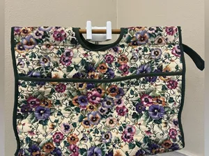 Vintage Floral Quilted Tote Bag with Wooden Handles – Made in Philippines – 100% thumbnail 2