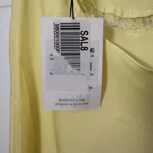Bardot Dress Womens Small Yellow Satin Lace Slip Maxi V Neck Button Back NWT thumbnail 6