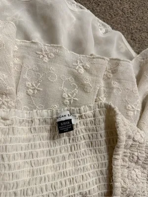 American Eagle white mini tube top babydoll with small floral embroidery, size S thumbnail 3
