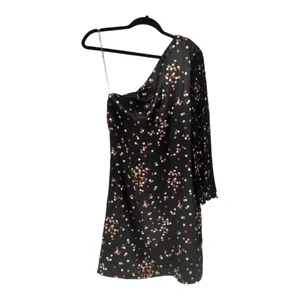 Tracy Negoshian‎ Emma Multicolor Polka Dots Black One Shoulder Long Sleeve Dress thumbnail 3