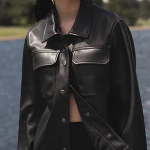 Jules Kae Audriana Faux Leather Trucker Jacket - NWT - Size L thumbnail 1