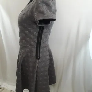 Anthropologie THML Skater Flare Dress Grey Polka Dot M v6x thumbnail 2
