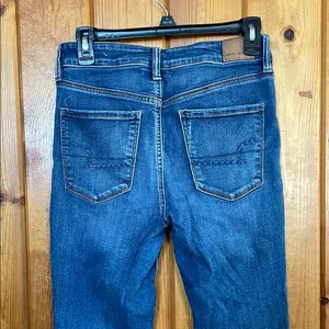 American Eagle Outfitters High Rise Blue Jeans with Distressing jegging thumbnail 5