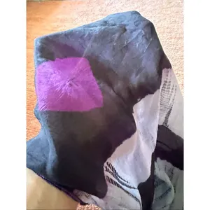 Abstract Infinity Scarf Purple Black Gray Silk Feel Lightweight thumbnail 5