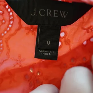 J Crew Coral‎ Eyelet Dress Long Sleeve Tiered Ruffle Mini Size 0 Preppy thumbnail 9
