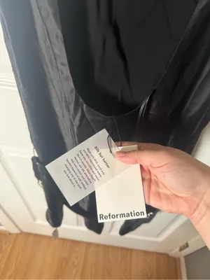 Reformation Rubia Satin Mini Dress in Black 6 thumbnail 7