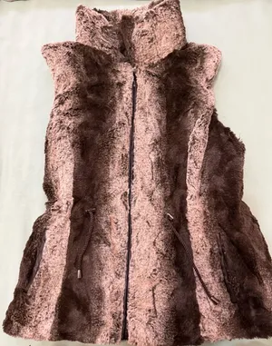 Faux Fur Vest in Brown and Cream 4 thumbnail 1