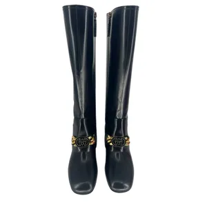 Gucci Interlocking GG Chain Patent Leather Knee‎ Boots thumbnail 9