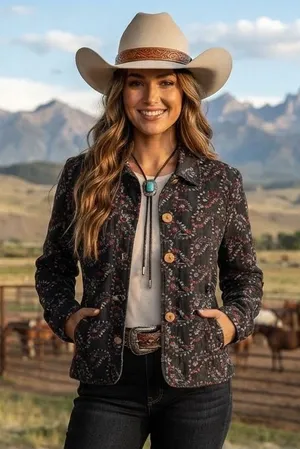 Boho Western Coldwater Creek Floral Paisley Button-Down Jacket S thumbnail 1