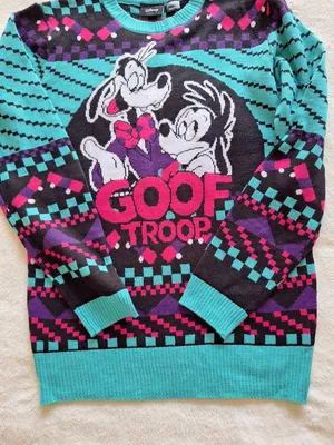 Disney Goof Troop Retro Holiday Sweater S/M Womens Goofy Max Ugly Christmas thumbnail 4