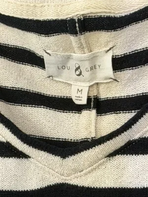 Lou & Grey Black and White Striped Sleeveless Knit Dress thumbnail 2